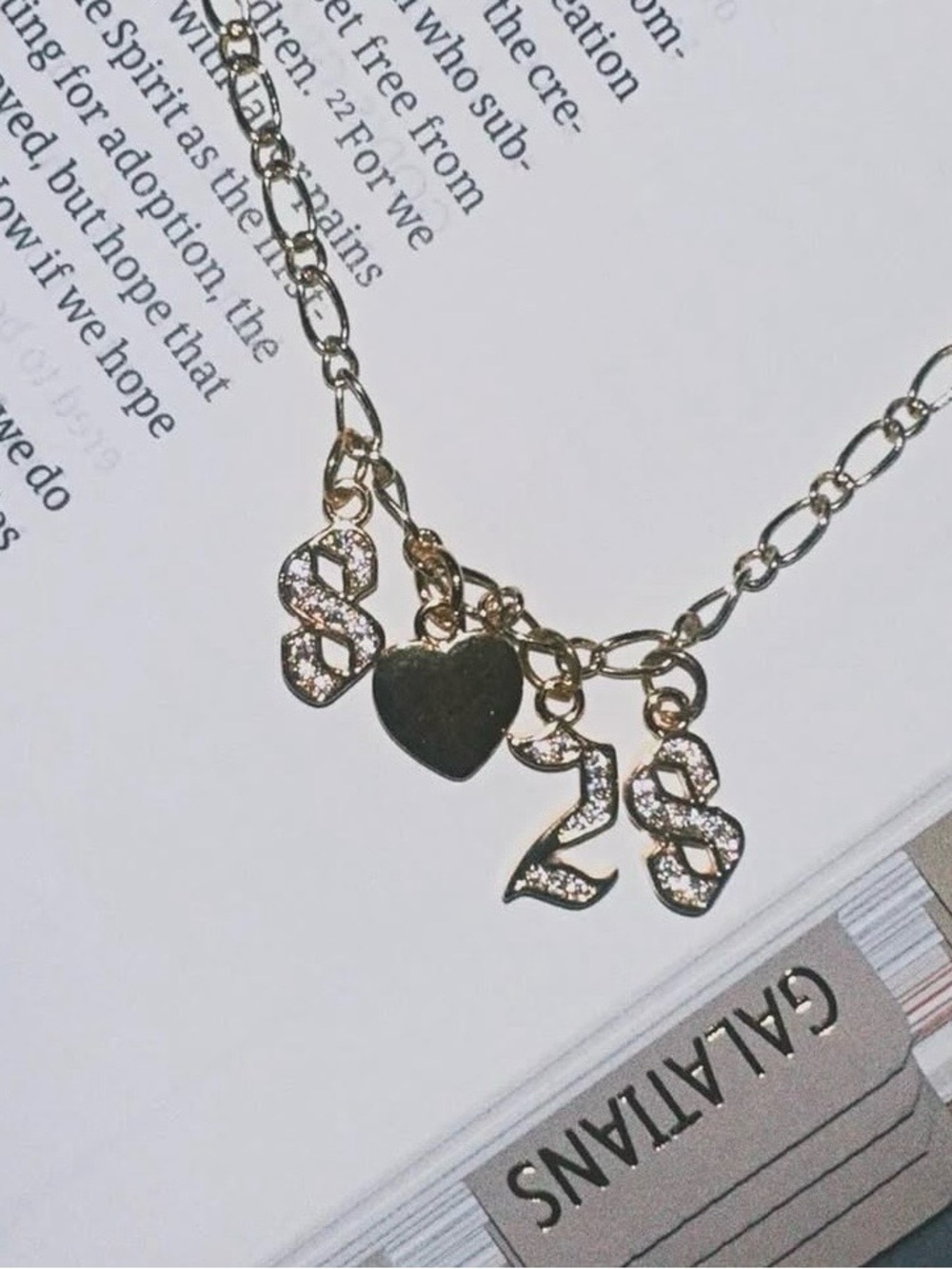Bible verse Charm Necklace roman’s 8:28- Gold Tone